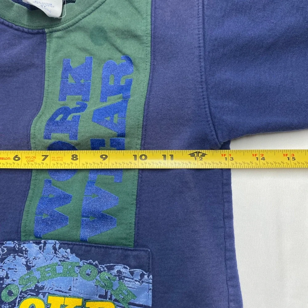 Vintage OshKosh Bgosh Kids 3T Sweatshirt Navy Green Workwear Train Made in USA